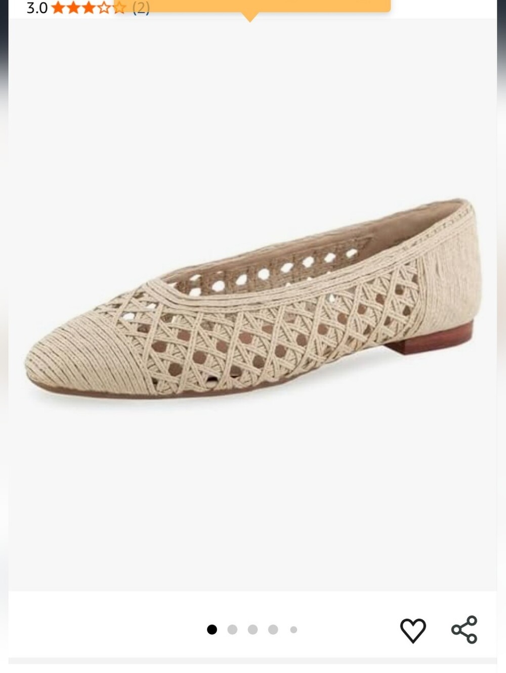 NWOT, Aerosoles, Woven Pointed-Toe Women’s Flat - Cream